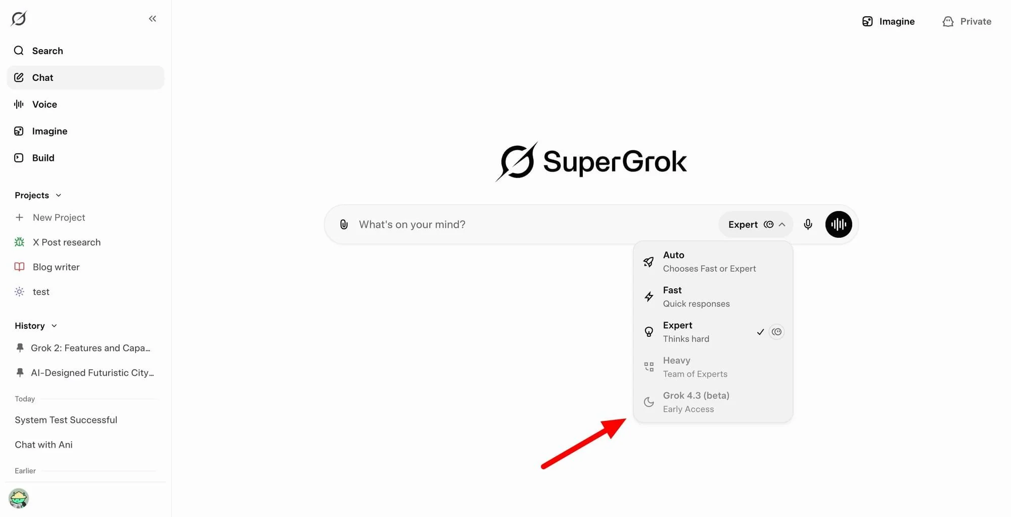 Grok 4.3 interface screenshot