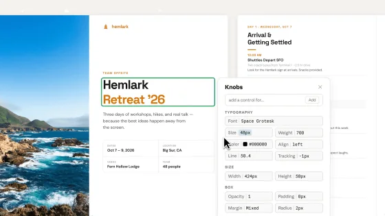 Slide deck editing interface showing font and content controls