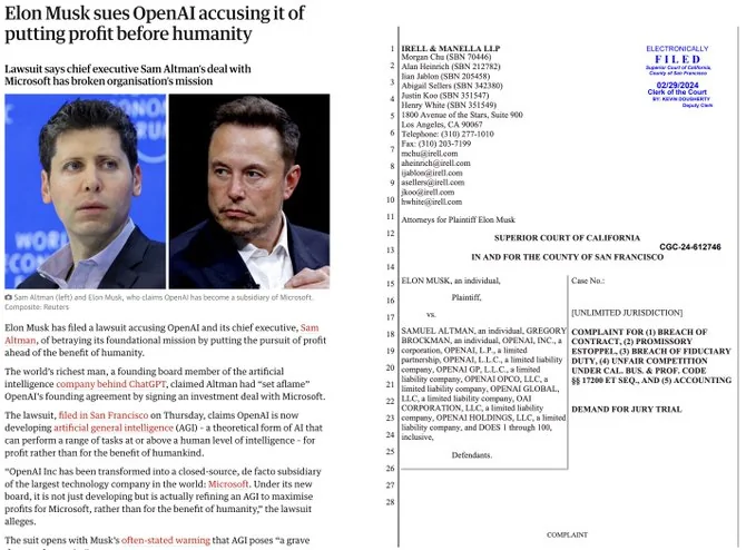 Musk's lawsuit filing